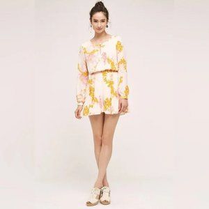 Paper Crown Anthropologie Muri Cream Multicolor Floral Romper Size M